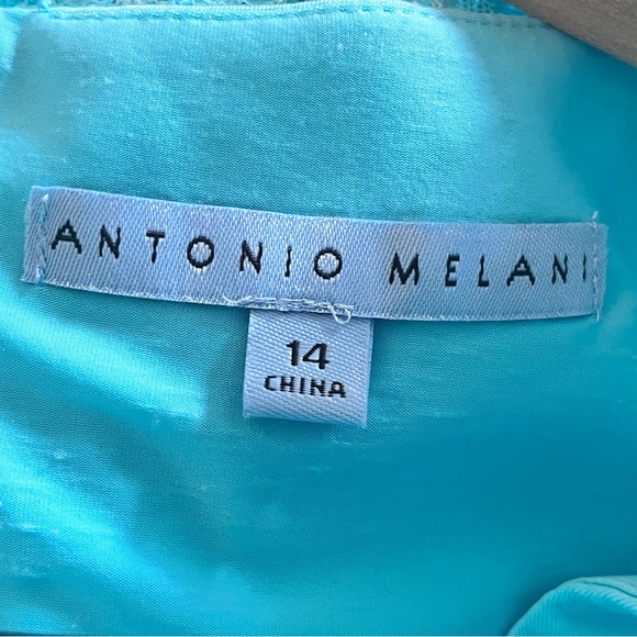 NEW Antonio MELANI Teal Lace Overlay Cocktail Dress Sz 14 - Picture 5 of 11